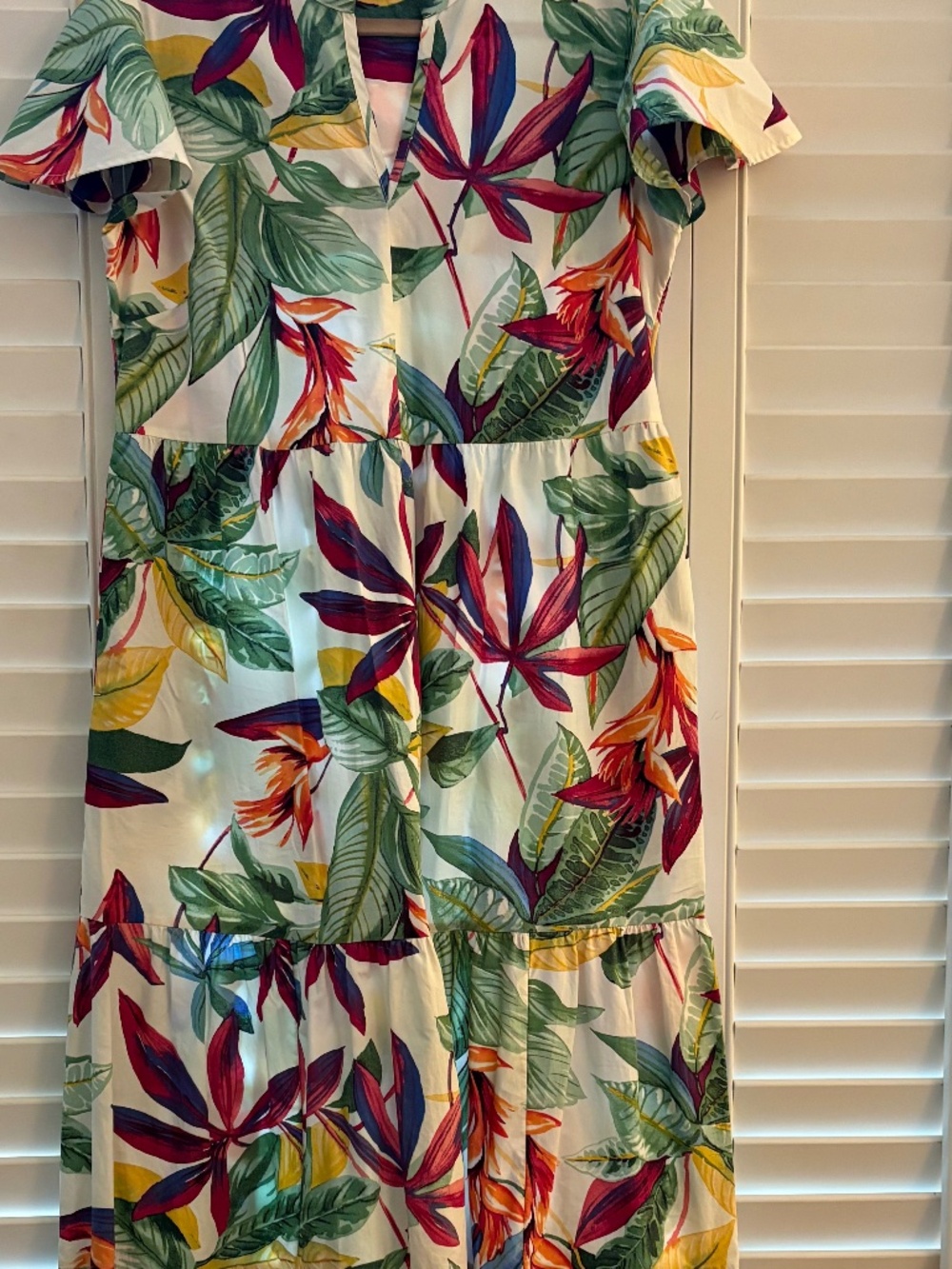 Chico's® Pima Cotton Tiered Midi Dress V-Neck Size 0
